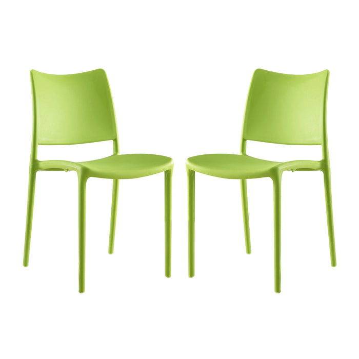 Modway Hipster Dining Side Chair Set of 2 in Green