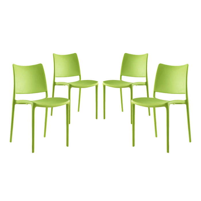 Modway Hipster Dining Side Chair Set of 4 in Green