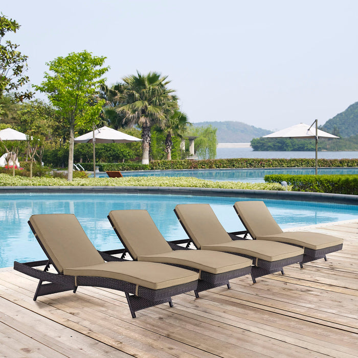 Convene Chaise Outdoor Patio Set of 4 by Modway - front view