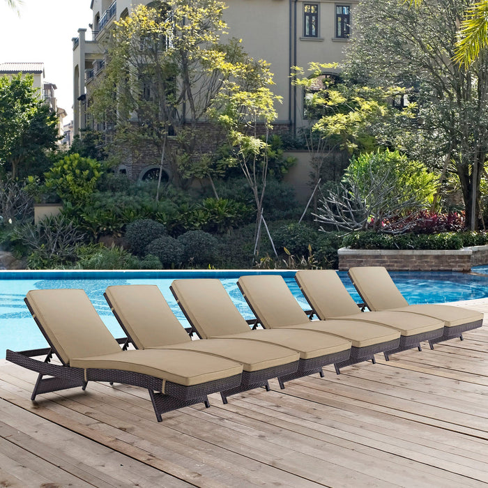 Convene Chaise Outdoor Patio Set of 6 by Modway - front view