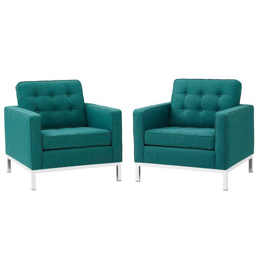 Modway Loft Armchairs Upholstered Fabric Set of 2 Living Room Furniture - View 13