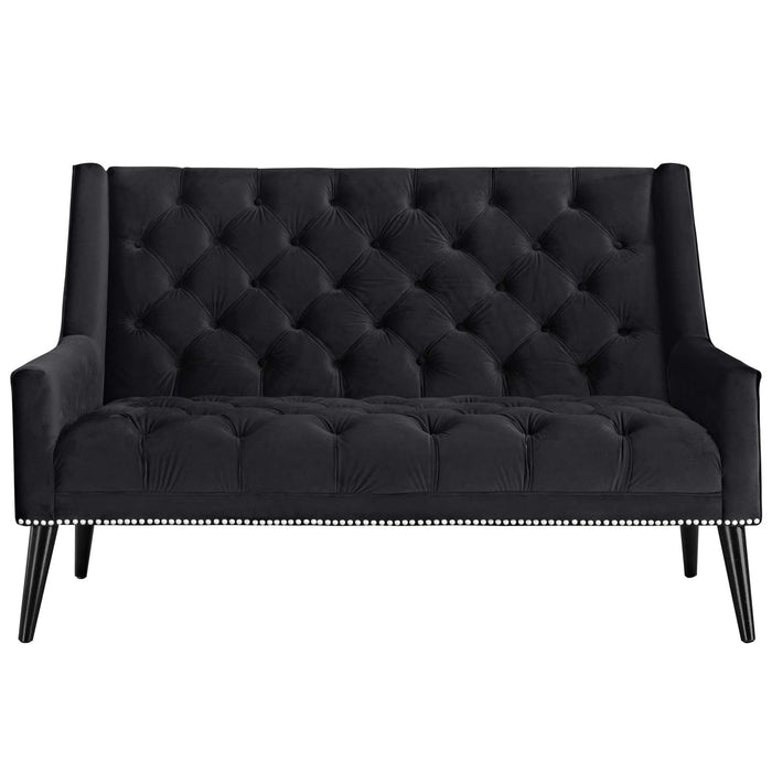 Peruse Performance Velvet Loveseat - in lifestyle setting