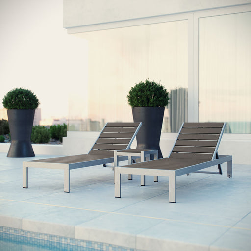 Shore 3 Piece Outdoor Patio Aluminum Set - Modway \outdoor\chaise lounges