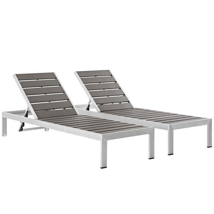 Shore Chaise Outdoor Patio Aluminum Set of 2 - alternate angle view