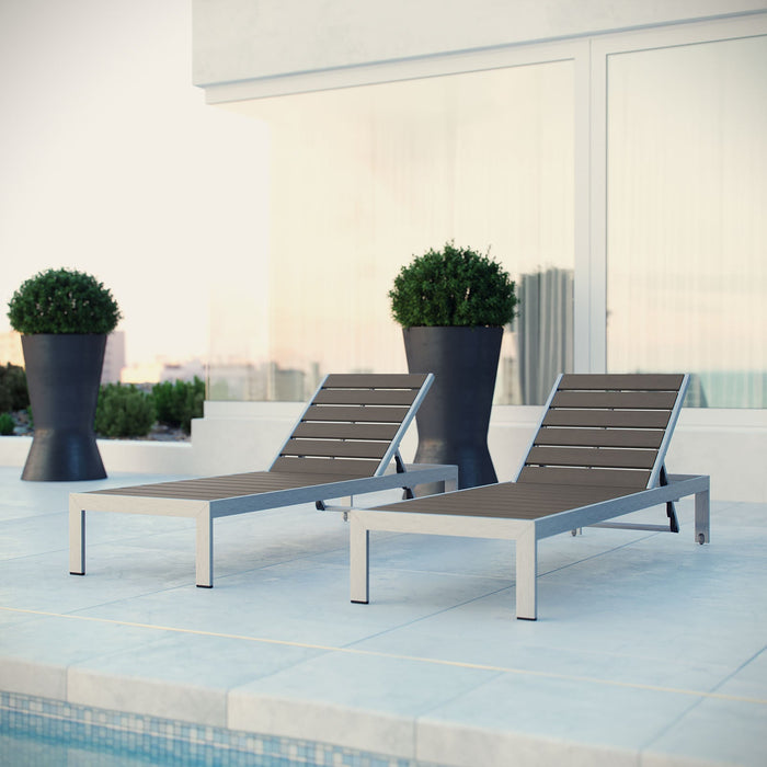 Shore Chaise Outdoor Patio Aluminum Set of 2 - Modway \outdoor\chaise lounges
