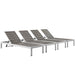 Shore Chaise Outdoor Patio Aluminum Set of 4 - alternate angle view