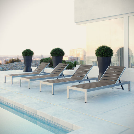 Shore Chaise Outdoor Patio Aluminum Set of 4 - Modway \outdoor\chaise lounges