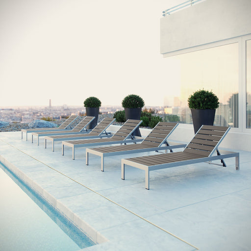 Shore Chaise Outdoor Patio Aluminum Set of 6 - Modway \outdoor\chaise lounges
