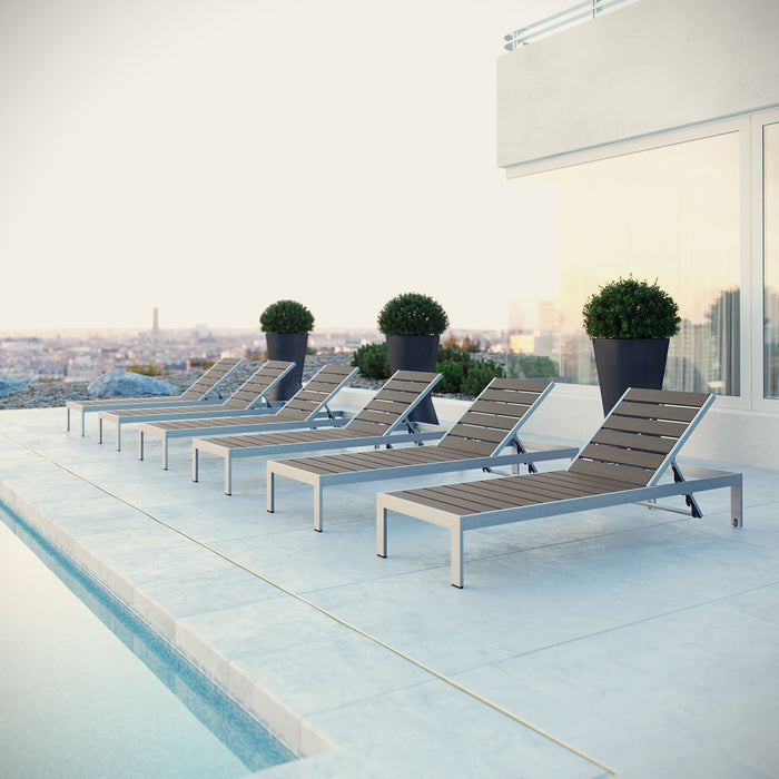 Shore Chaise Outdoor Patio Aluminum Set of 6 - Modway \outdoor\chaise lounges