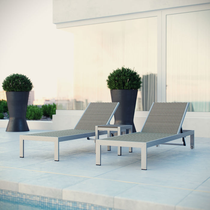 Shore 3 Piece Outdoor Patio Aluminum Set - Modway \outdoor\chaise lounges