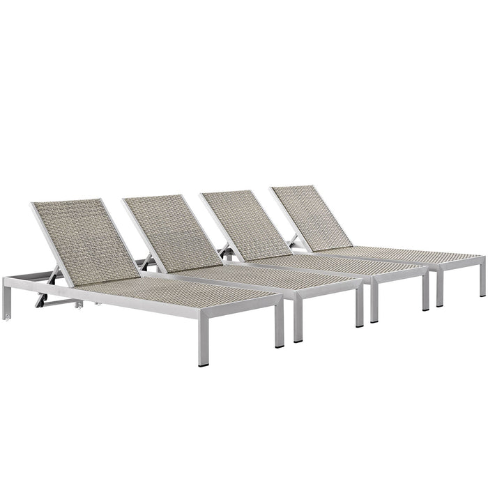 Shore Chaise Outdoor Patio Aluminum Set of 4 - alternate angle view