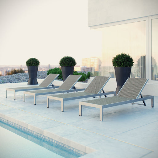 Shore Chaise Outdoor Patio Aluminum Set of 4 - Modway \outdoor\chaise lounges