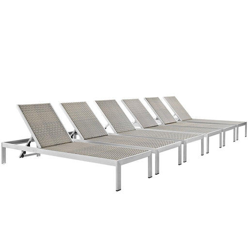 Shore Chaise Outdoor Patio Aluminum Set of 6 - Modway \outdoor\chaise lounges
