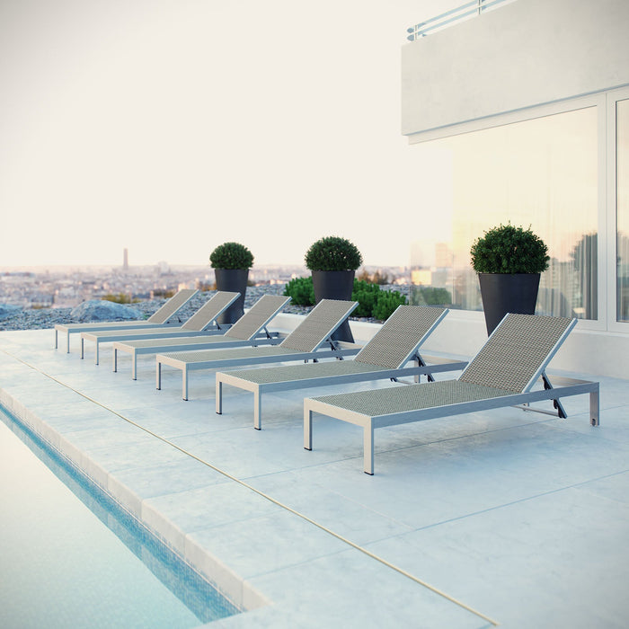 Shore Chaise Outdoor Patio Aluminum Set of 6 - detail close-up