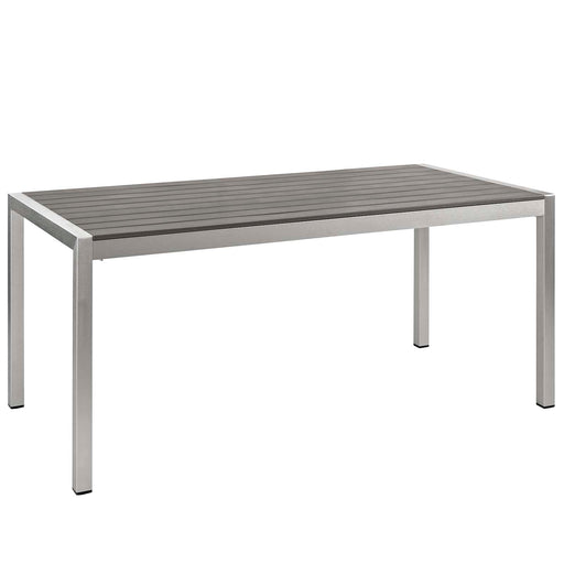 Modway Shore 3 Piece Outdoor Patio Aluminum Dining Set in Gray - Side View