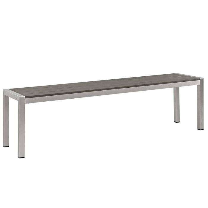 Modway Shore 3 Piece Outdoor Patio Aluminum Dining Set in Gray - Detail View