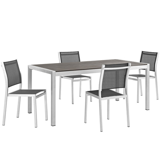 Shore 5 Piece Outdoor Patio Aluminum Dining Set - alternate angle view