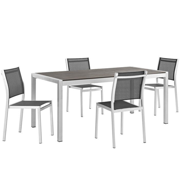 Shore 5 Piece Outdoor Patio Aluminum Dining Set - alternate angle view