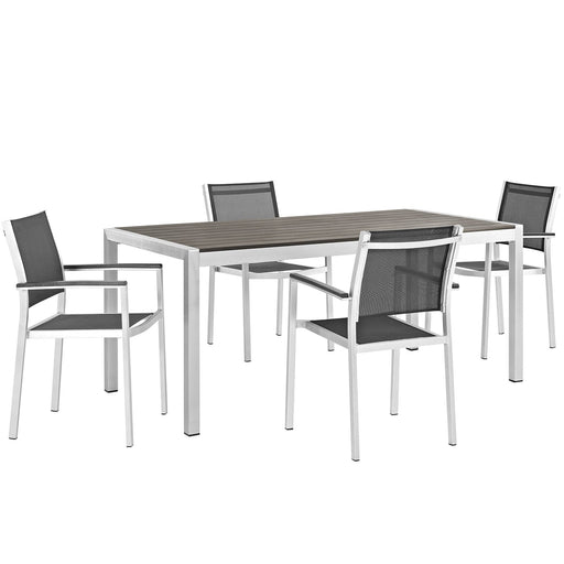 Shore 5 Piece Outdoor Patio Aluminum Dining Set - alternate angle view