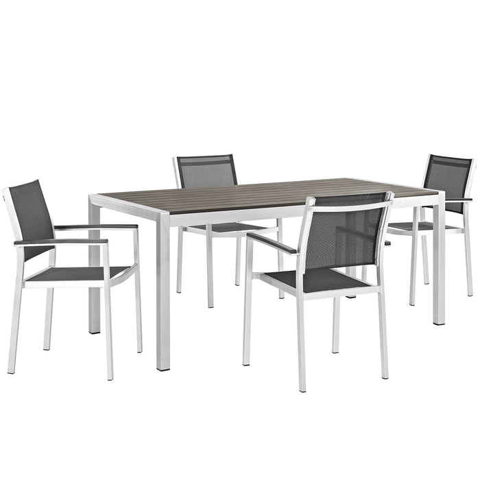 Shore 5 Piece Outdoor Patio Aluminum Dining Set - alternate angle view