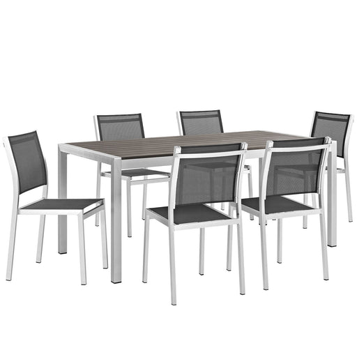 Shore 7 Piece Outdoor Patio Aluminum Dining Set - alternate angle view