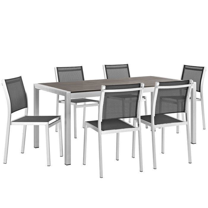 Shore 7 Piece Outdoor Patio Aluminum Dining Set - alternate angle view