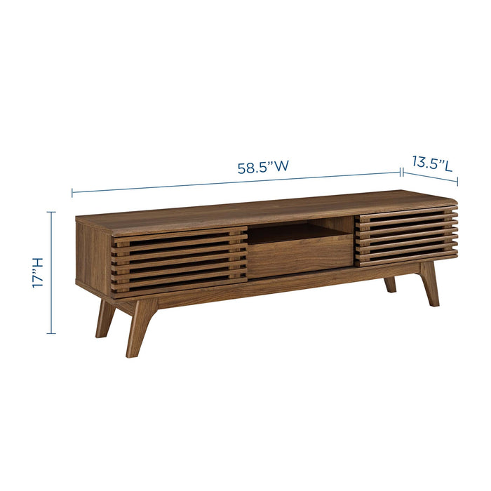 Modway Render 59” TV Stand Living Room Furniture in Brown - Side View
