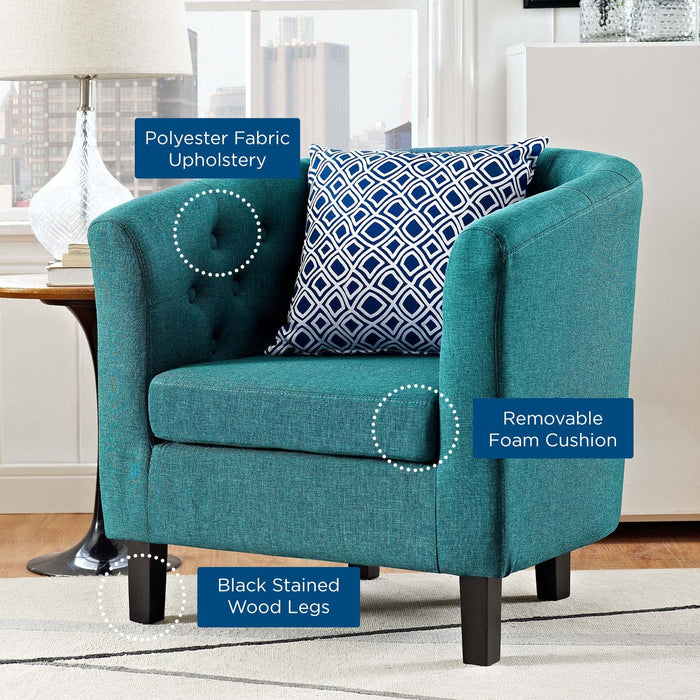 Modway Prospect Chesterfield Armchair – Luxurious Upholstered Lounge Chair with Button... Living Room Furniture - View 58
