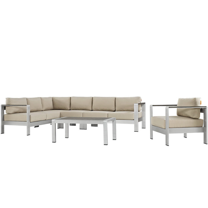 Shore 6 Piece Outdoor Aluminum Sectional Sofa Set by Modway - top view