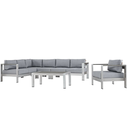 Shore 6 Piece Outdoor Aluminum Sectional Sofa Set by Modway - angle view
