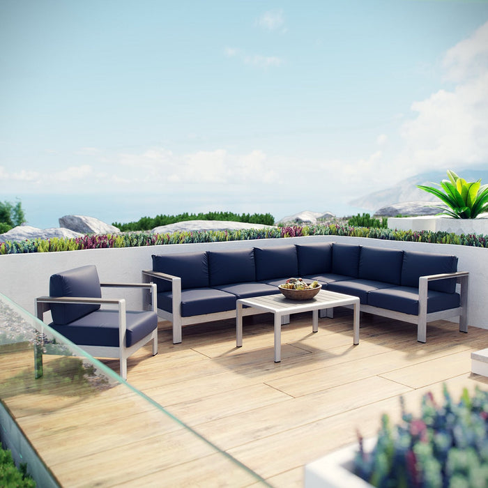 Shore 6 Piece Outdoor Aluminum Sectional Sofa Set by Modway - view 17