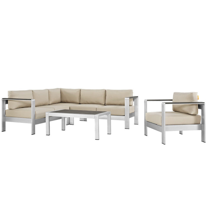 Shore 5 Piece Outdoor Aluminum Sectional Sofa Set by Modway - view 16