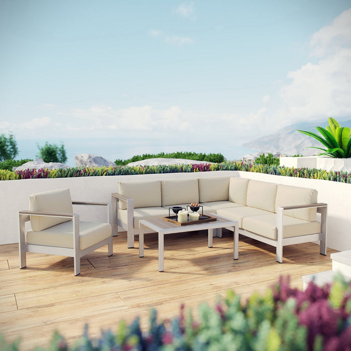 Shore 5 Piece Outdoor Aluminum Sectional Sofa Set by Modway - product label