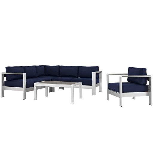 Shore 5 Piece Outdoor Aluminum Sectional Sofa Set by Modway - feature highlight