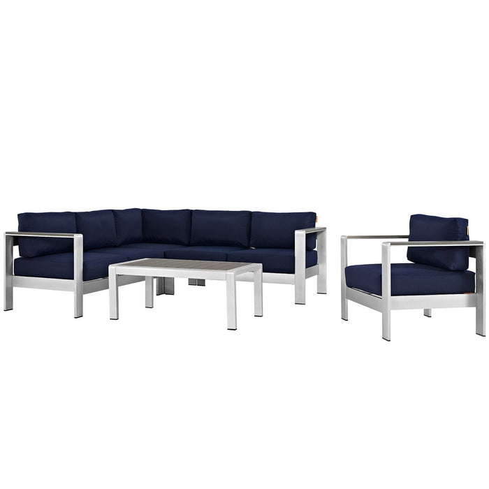 Shore 5 Piece Outdoor Aluminum Sectional Sofa Set by Modway - feature highlight