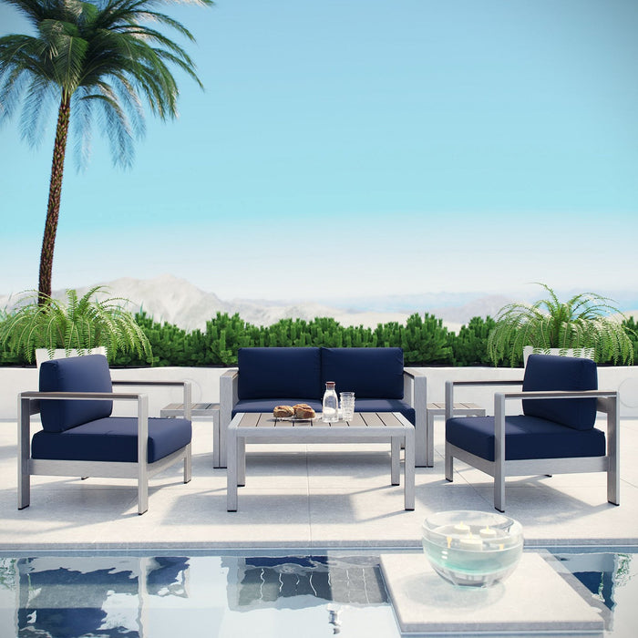 Shore 6 Piece Outdoor Patio Aluminum Sectional Sofa Set