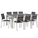 Modway Shore 9 Piece Outdoor Patio Aluminum Dining Set in Black