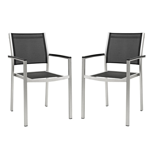 Shore Dining Chair Outdoor Patio Aluminum Set of 2 - alternate angle view