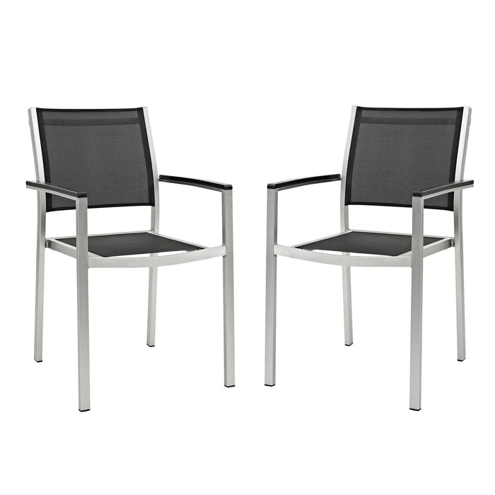 Shore Dining Chair Outdoor Patio Aluminum Set of 2 - alternate angle view