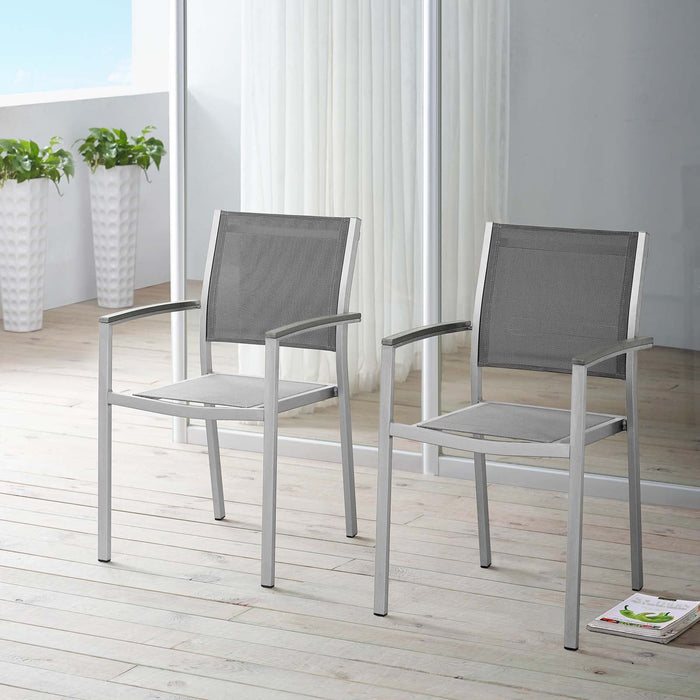 Shore Dining Chair Outdoor Patio Aluminum Set of 2 - view 5