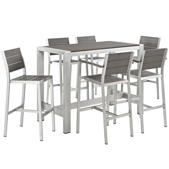 Shore 7 Piece Outdoor Patio Aluminum Dining Set - alternate angle view