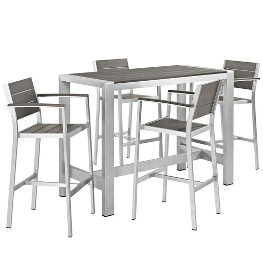 Shore 5 Piece Outdoor Patio Aluminum Dining Set - alternate angle view