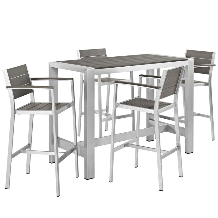 Shore 5 Piece Outdoor Patio Aluminum Dining Set - alternate angle view