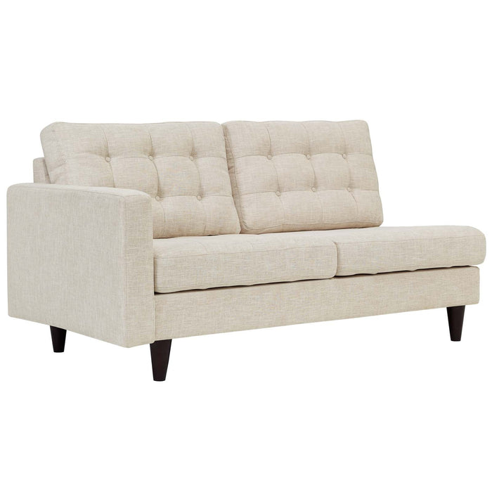 Empress Left-Facing Upholstered Fabric Loveseat - in lifestyle setting