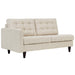 Empress Left-Facing Upholstered Fabric Loveseat - in lifestyle setting