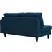 Empress Right-Facing Upholstered Fabric Loveseat - detail close-up