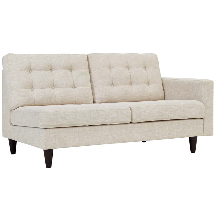 Empress Right-Facing Upholstered Fabric Loveseat - in lifestyle setting
