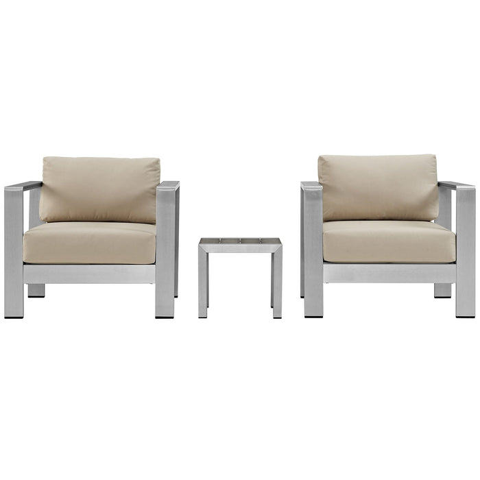 Modway Shore 3 Piece Outdoor Patio Aluminum Set in Blue