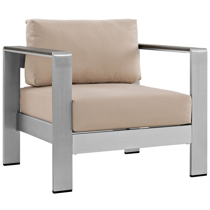 Modway Shore 3 Piece Outdoor Patio Aluminum Set in Blue - Side View