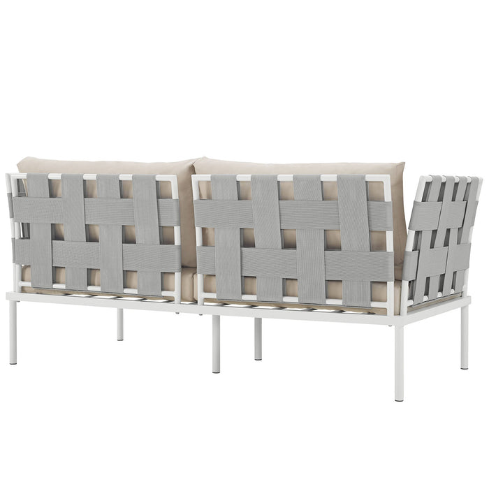 Harmony Outdoor Patio Aluminum Loveseat - in lifestyle setting